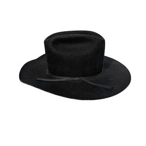American hat company black western cowboy hat leather wool size  6 5/8